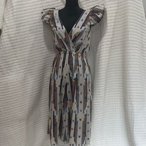 Mod Melrose Southwestern Patterned Ruffle Sleeve Tie Back V Neck Jumpsuit